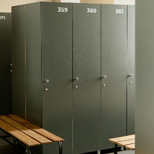 Scratch Resistant Gym Lockers Wooden Orange  Grey Electronic Gym Lockers