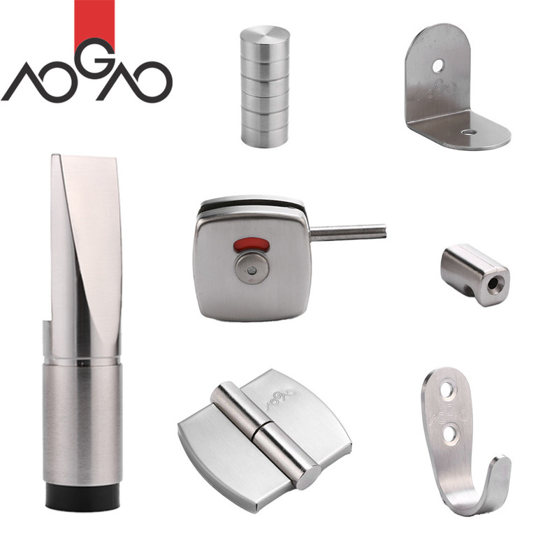 AOGAO 12mm/18mm Thickness Toilet Cubicle Hardware with Easy to Clean Modern Style Toilet Partition Accessories