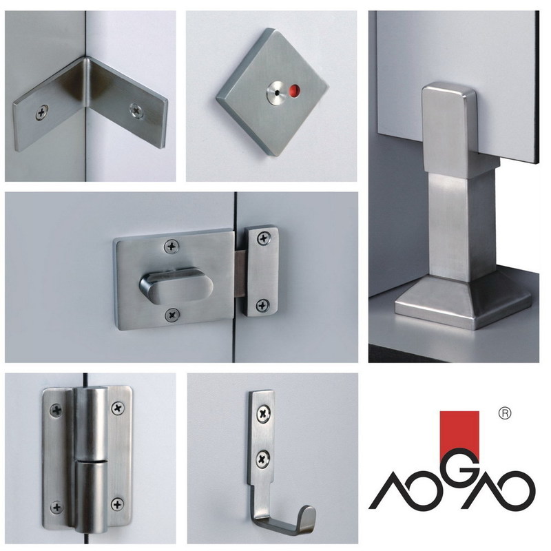 Stainless Steel 304 Toilet Cubicle Hardware with 12mm/18mm Thickness and Hinged/Sliding Door Style