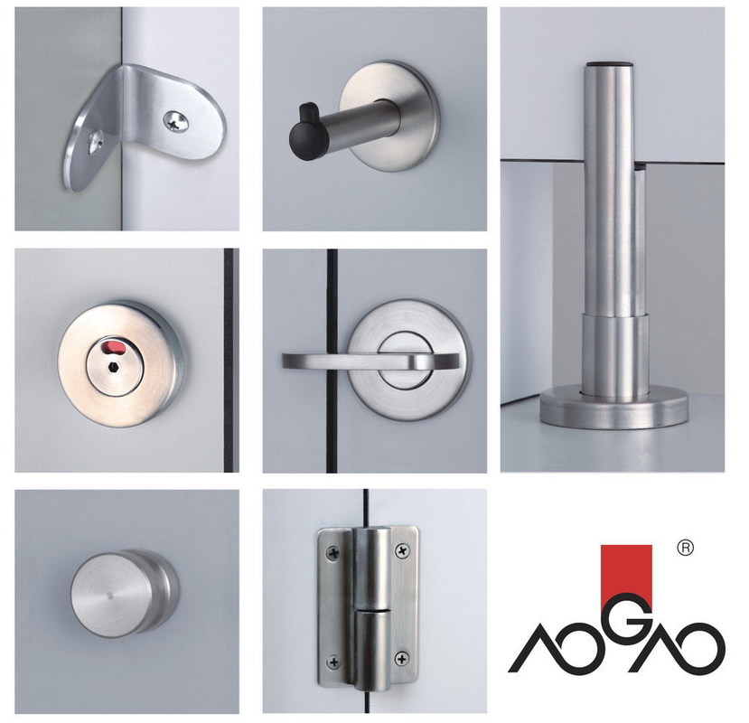 AOGAO Stainless Steel Toilet Cubicle Hardware with Hinged/Sliding Door Style Easy to Clean and Maintain Customizable Color